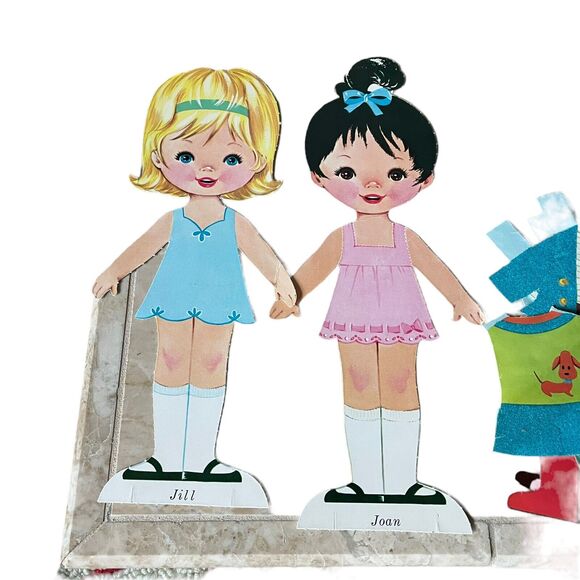 Vintage 1965 Jill & Joan Paper Dolls with Flocked Clothes Whitman Publishing - Picture 11 of 12